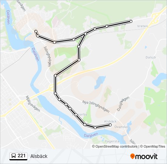 221 bus Line Map