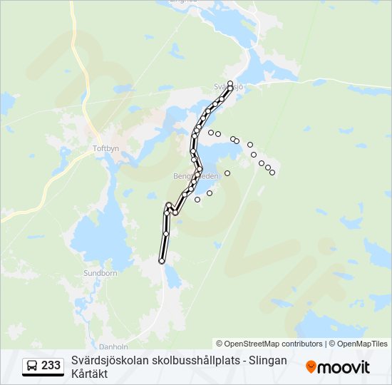 233 bus Line Map