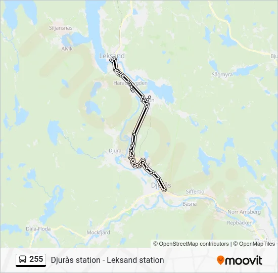 255 Rutt: Tidtabeller, Hållplatser & Kartor - Leksand Station (Uppdaterat)