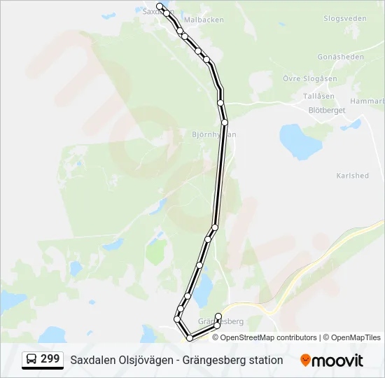 299 Bus Line Map