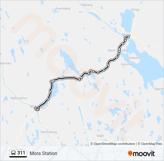 311 buss Linje karta