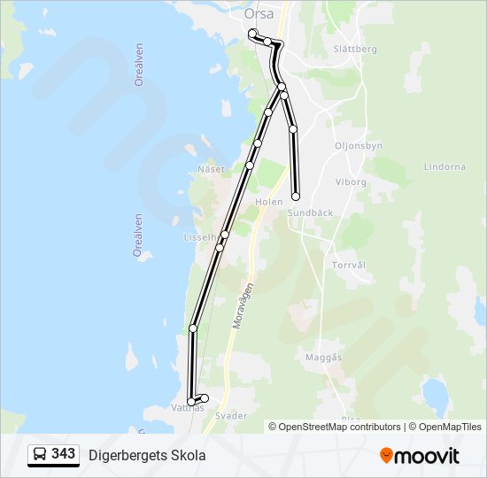 343 bus Line Map