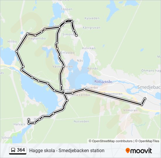 364 bus Line Map