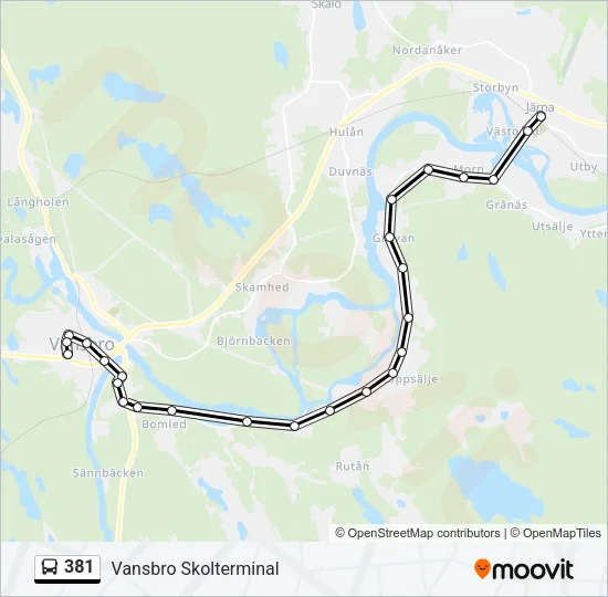 381 Bus Line Map