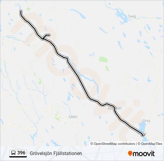 396 Route: Schedules, Stops & Maps - Grövelsjön Fjällstationen (Updated)