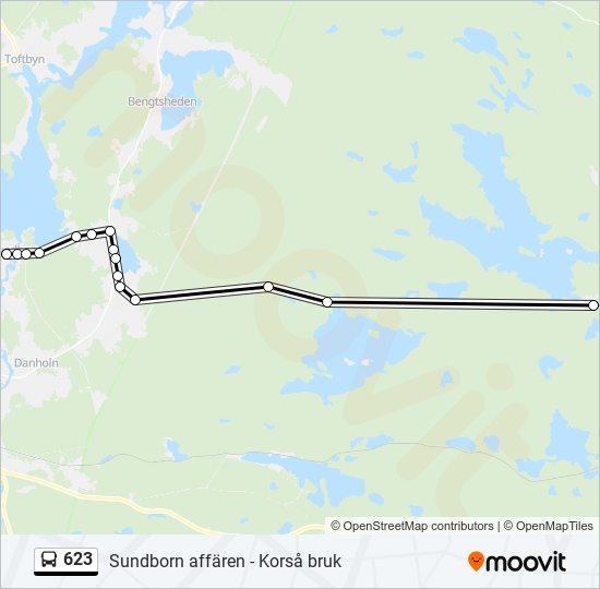 623 bus Line Map