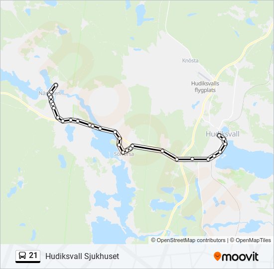 21 bus Line Map