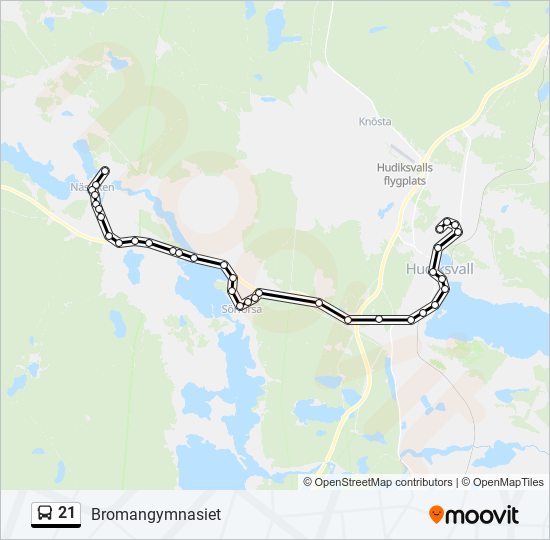 21 bus Line Map