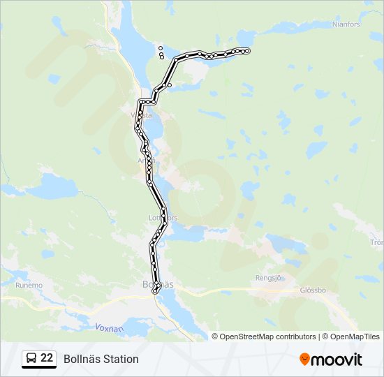 22 bus Line Map