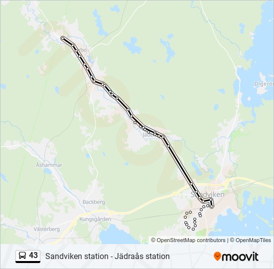 43 bus Line Map