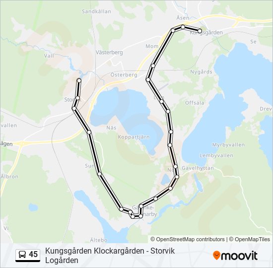 45 bus Line Map