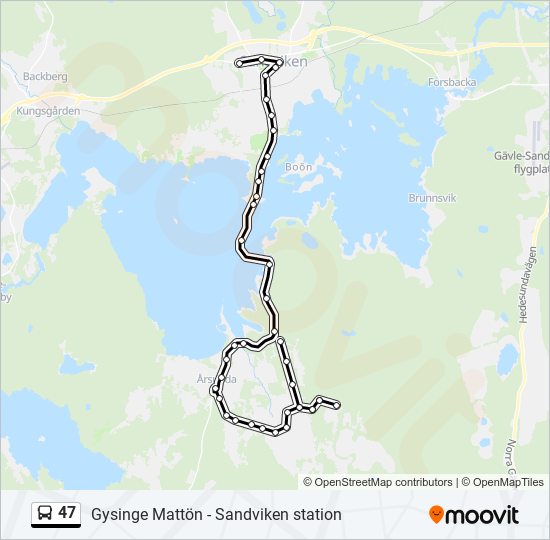 47 bus Line Map