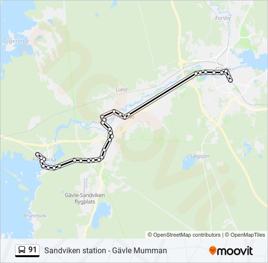 91 bus Line Map