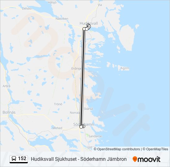 152 bus Line Map