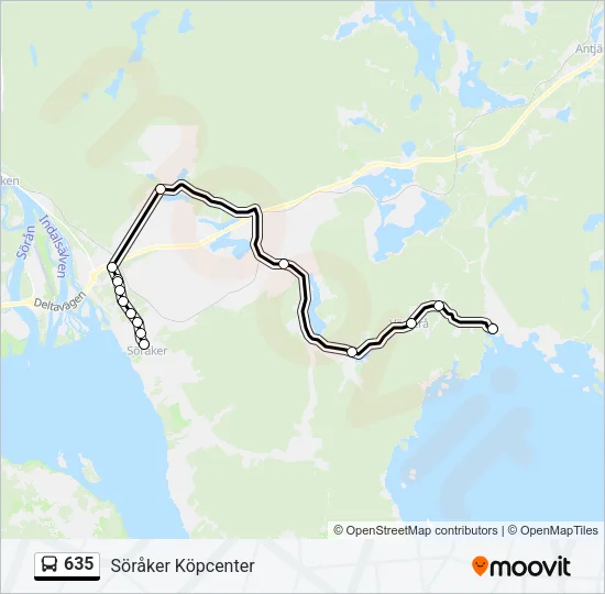 635 Bus Line Map