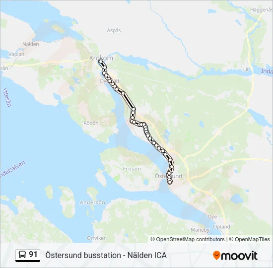 91 Bus Line Map