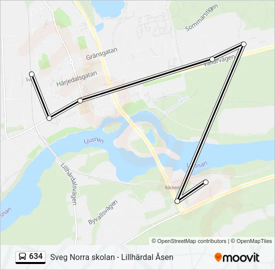634 Bus Line Map