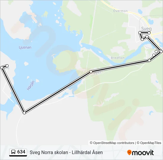 634 Bus Line Map