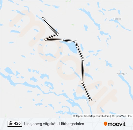 426 spårvagn Linje karta