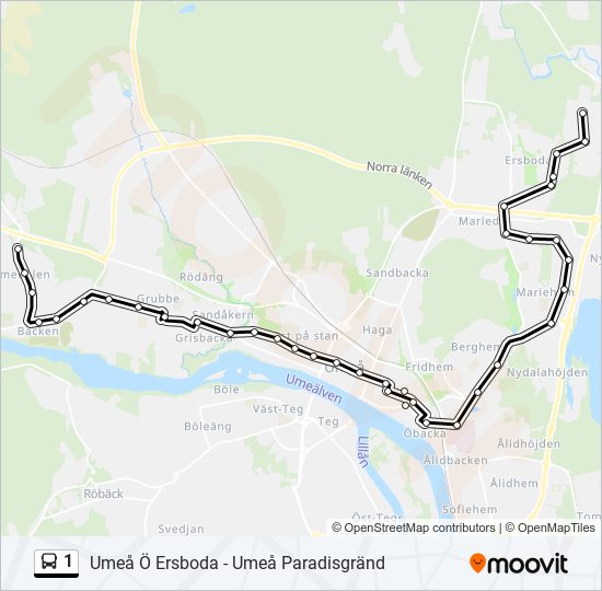 1 bus Line Map