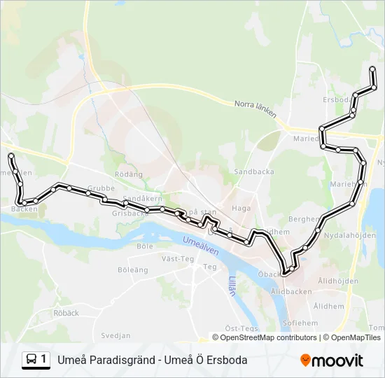 1 Bus Line Map