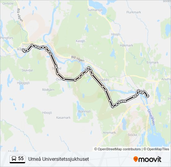 55 bus Line Map