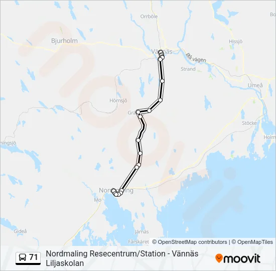 71 Bus Line Map