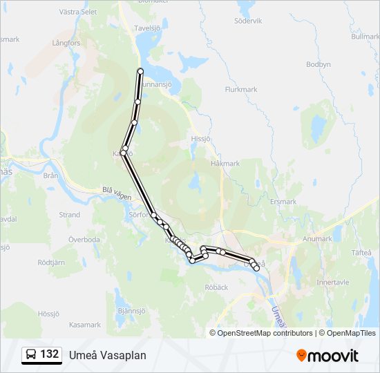 132 Route: Schedules, Stops & Maps - Umeå Vasaplan (Updated)