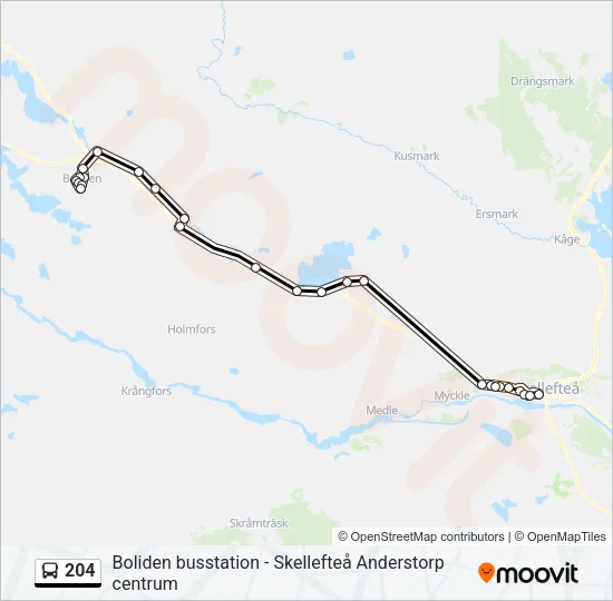 204 Bus Line Map