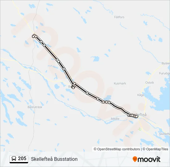 205 Bus Line Map