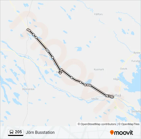 205 Bus Line Map