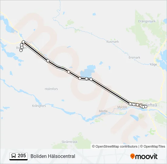205 Bus Line Map