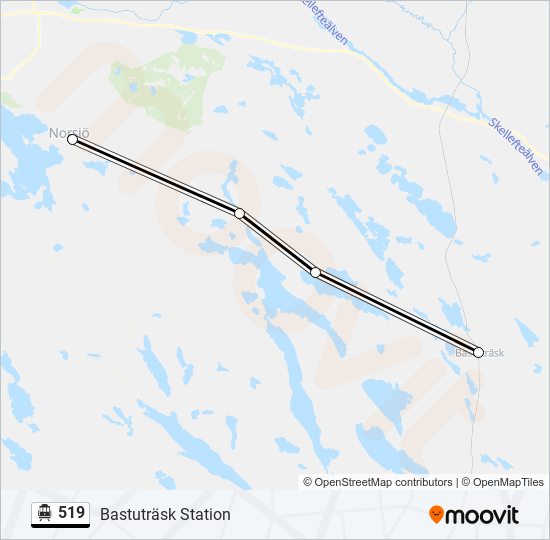 519 spårvagn Linje karta