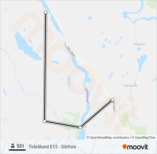 531 spårvagn Linje karta