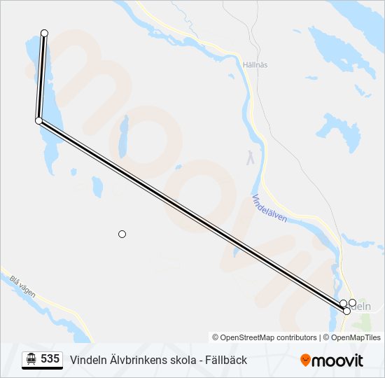 535 spårvagn Linje karta