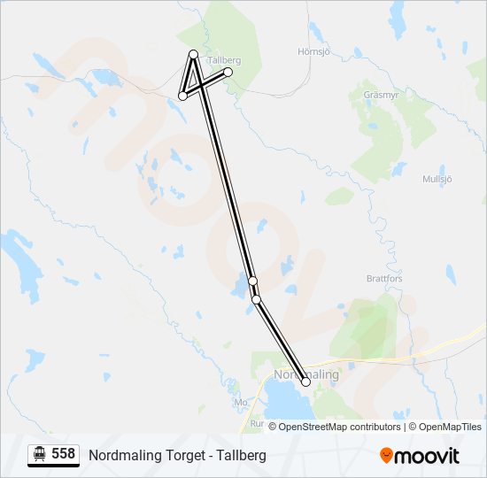 558 spårvagn Linje karta