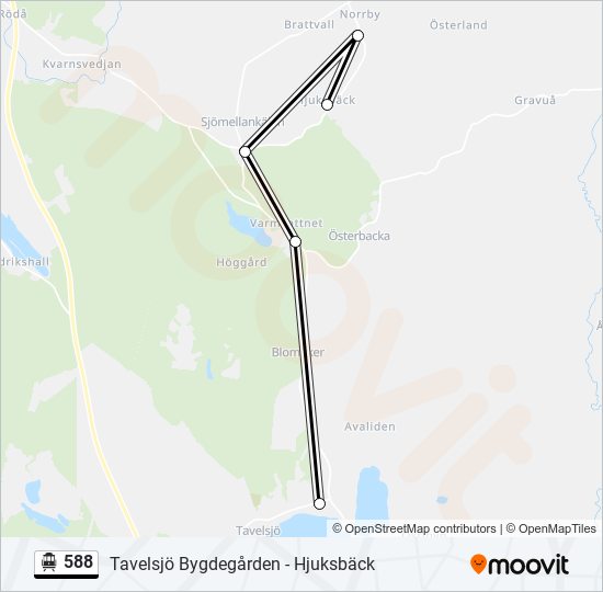 588 spårvagn Linje karta