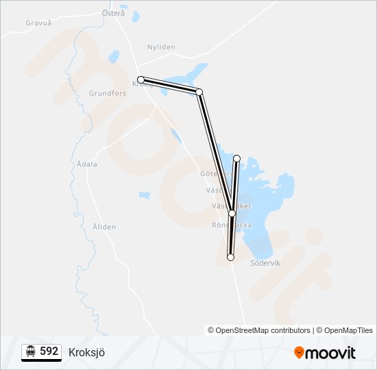 592 spårvagn Linje karta