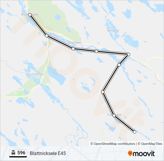 596 spårvagn Linje karta