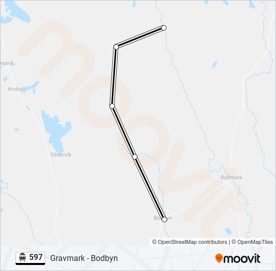 597 spårvagn Linje karta