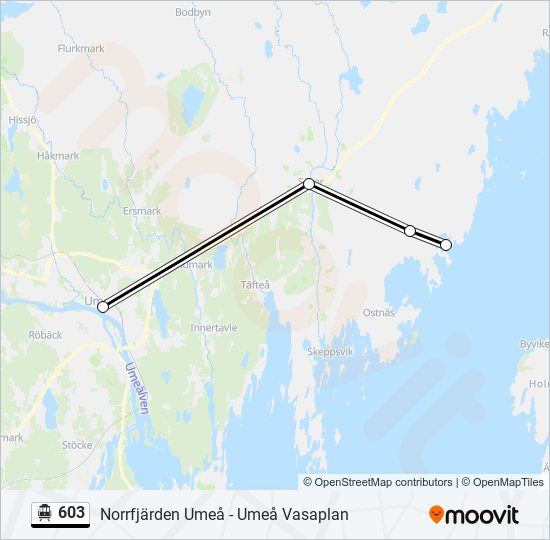 603 spårvagn Linje karta