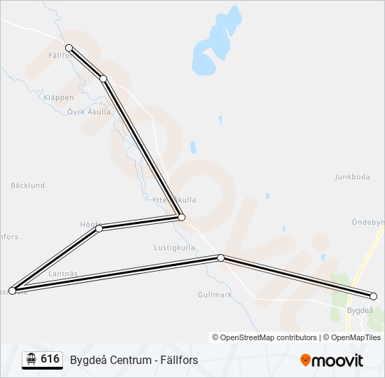 616 spårvagn Linje karta