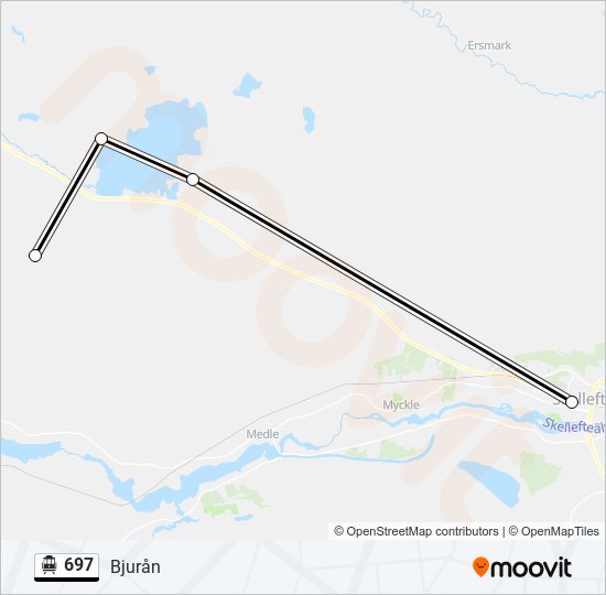 697 spårvagn Linje karta