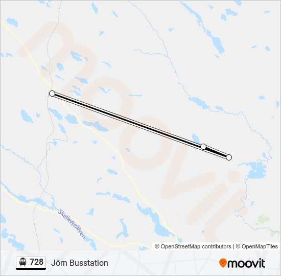 728 spårvagn Linje karta