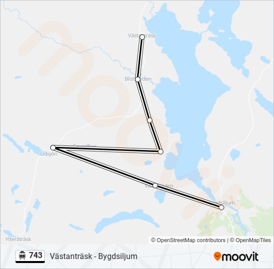 743 spårvagn Linje karta