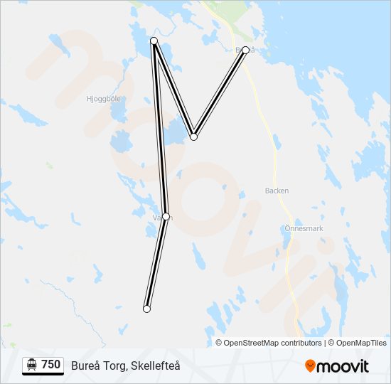 750 spårvagn Linje karta