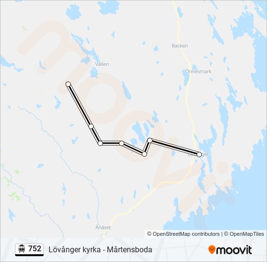 752 spårvagn Linje karta