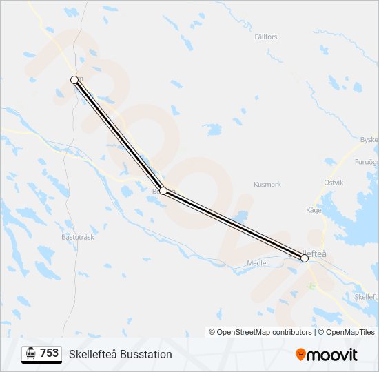 753 spårvagn Linje karta