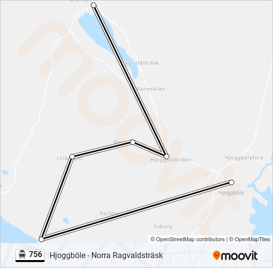 756 spårvagn Linje karta