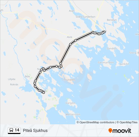 14 Route: Schedules, Stops & Maps - Piteå Sjukhus (updated)